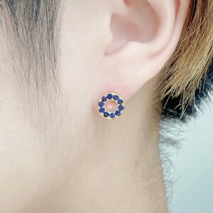 K18YG　サファイヤサークルピアス　K05111-H