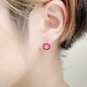 K18YG　ルビーサークルピアス　K05113-H