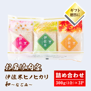 isa572 鹿児島県産！伊佐米ヒノヒカリ和～なごみ～ (計900g・300g×3個) お米 白米 ひのひかり 詰め合わせ 小分け【神薗商店】