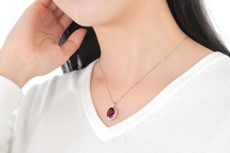 【ふるなび限定】【一点もの】ロードライトガーネット（6.61ct）ダイヤモンドプラチナペンダント　R86　K05142-H　FN-Limited-SP