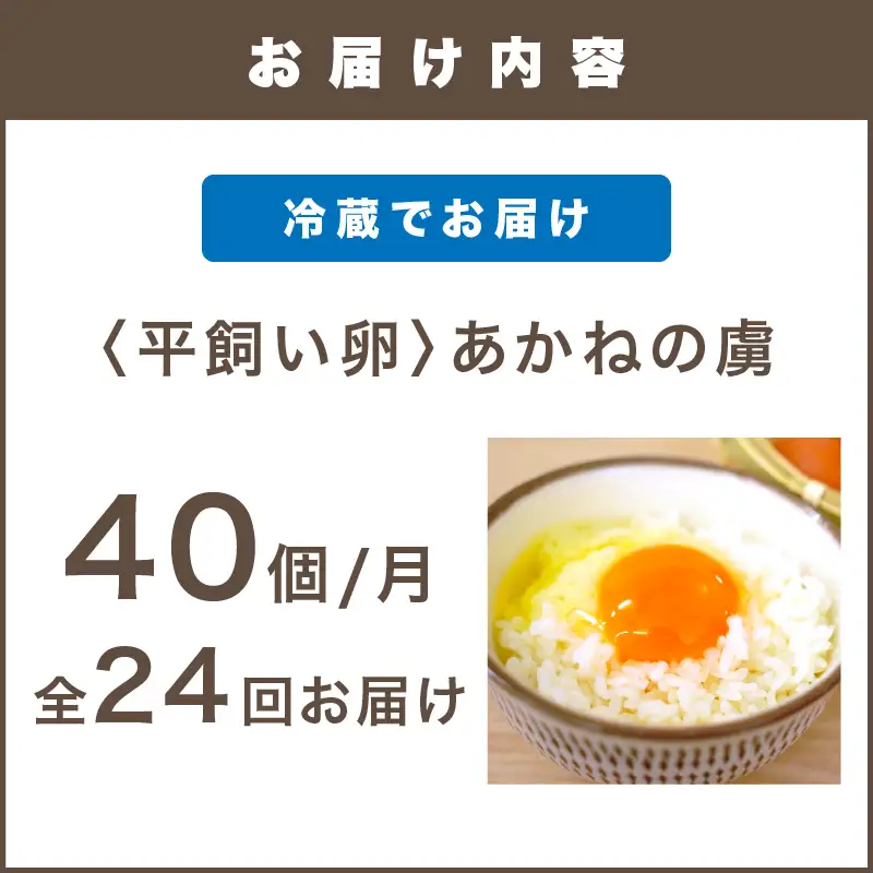 〈平飼い卵〉あかねの虜（40個）【全24回お届け】【L84-002】