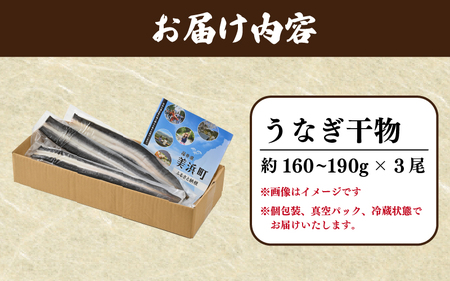 土用の丑の日 国産 うなぎ 干物 約160～190g × 3尾 (計約480～570g) 鰻漁師が厳選！ 皮はパリッ！ 身はジューシー！ グリルで調理簡単 冷凍 【ウナギ 鰻 】[m81-d002]