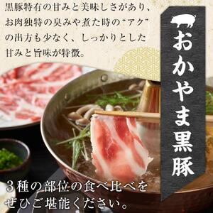 定期便 6ヶ月 豚肉 おかやま 黒豚 しゃぶしゃぶ 食べ比べ セット 毎月 約600g（ ロース、モモ、バラ 各約200g ）× 6回 豚しゃぶ 冷凍