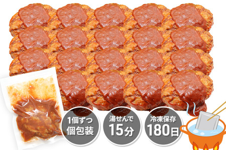 ドドンと3.2kg！《160g×20個》昔懐かしいデミグラスソースハンバーグ 肉 洋食 簡単 大容量 湯煎 湯せん 個包装