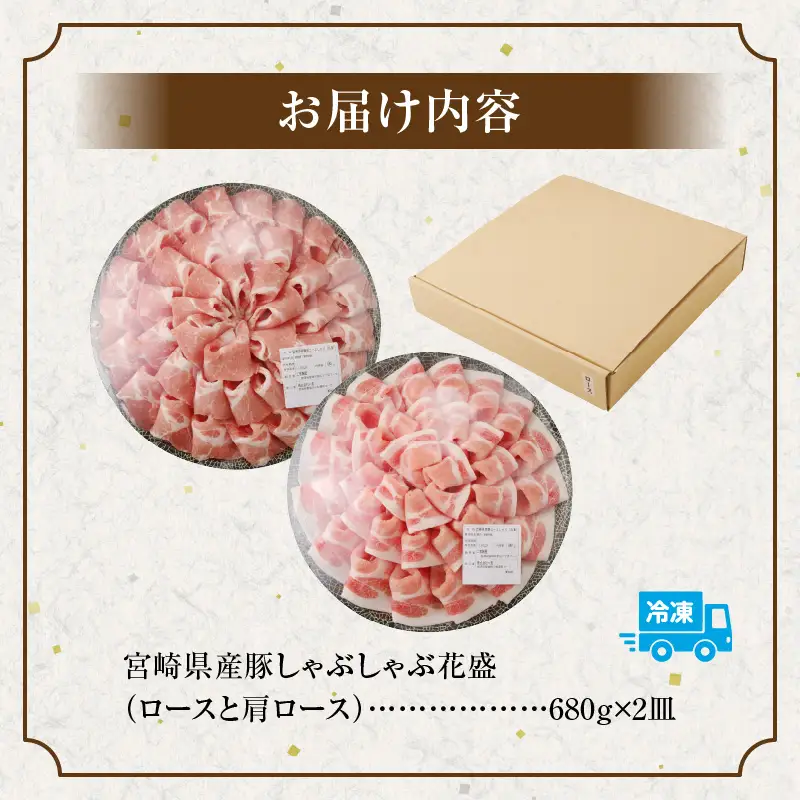 豚肉 しゃぶしゃぶ 豚肉[宮崎県産 ロース 肩ロース セット 花盛 1360g]