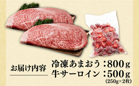 博多和牛 サーロイン 250g×2 & 冷凍あまおう 800g セット[VBB016] 牛肉 サーロイン ステーキ いちご あまおう