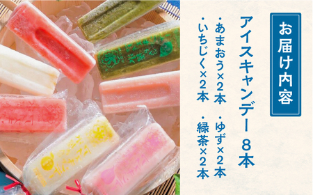 氷屋さんの アイスキャンデー 4種×2本 フルーツ 詰め合わせ ( あまおう いちじく ゆず 緑茶 )[VBD002] アイス アイスキャンディー