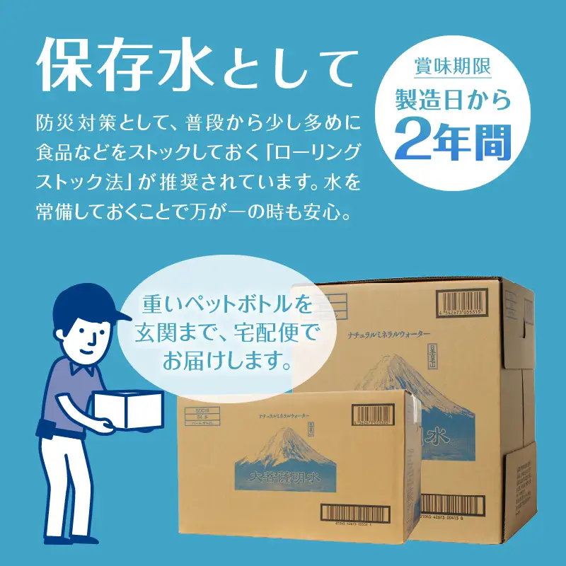 大菩薩明水 500ml×1箱（計24本）ミネラルウォーター 飲料水 軟水 水 地震 台風 津波 土砂災害 災害 天災 保存水（HK）A6-440