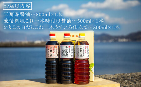 【全12回】醤油 調味料3本セット各500mL 濱口醤油[XAA016]