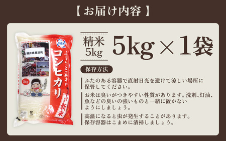 【先行予約】【令和7年産】米 コシヒカリ 5kg × 1袋 精米 福井県美浜町産【2026年6月下旬発送予定】 [m60-a019_06]