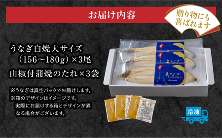 うなぎ 白焼き うなぎ[国産 3尾]