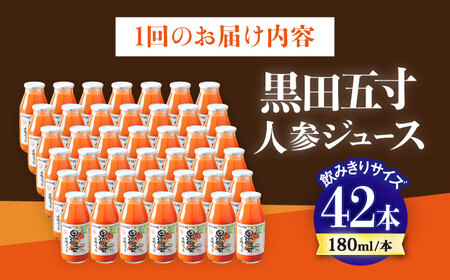 【12回定期便】 黒田五寸人参ジュース180ml 42本セット 総計504本 / ジュース じゅーす にんじん ニンジン 人参 ニンジンジュース 人参ジュース 野菜ジュース やさいジュース ドリンク 飲料水 / 大村市 / おおむら夢ファームシュシュ[ACAA115]