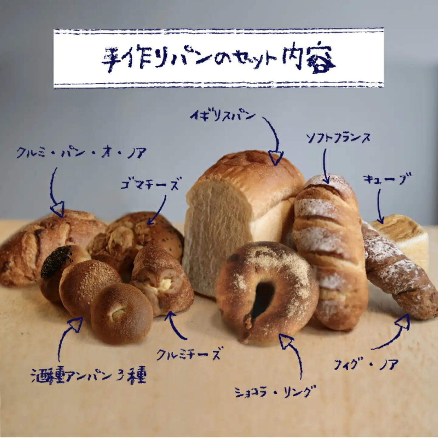 自家製酵母のパンセットⅠ（11種類14個、食パン5枚切り）