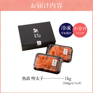 魚が主役の食卓 魚政 明太子ばらこ1キロ（500g×2）_【期間限定キャンペーン中】 明太子ばらこ 魚政明太子 辛子明太子 選べる 500g 1.2kg 魚 主役 食卓 魚政 ご飯 お供 パスタ サラダ 料理 美味しい 便利 すけとうだら 冷凍 福岡県 久留米市 ボーテックス お取り寄せ お取り寄せグルメ 送料無料 〔Cs019〕