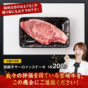 宮崎牛 サーロインステーキ 200g 【 肉 牛肉 国産 宮崎県産 黒毛和牛 サーロインステーキ 】