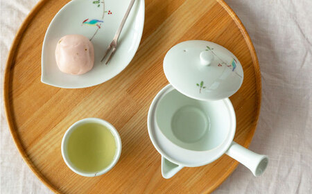 【波佐見焼】枝小鳥 一服茶器セット 湯呑み 急須【西海陶器】[OA329]
