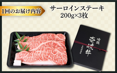 【全2回定期便】特選 壱岐牛 サーロインステーキ 200g×3枚 (計600g) [JDD037]