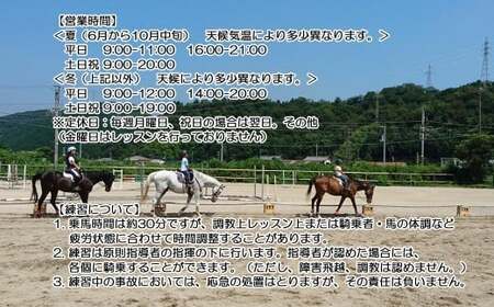 初心者向け　ビジター乗馬体験　エヒメ乗馬クラブ（小学生以上1名 30分+引き馬1周）