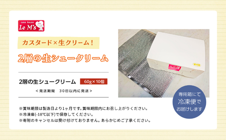 カスタード×生クリーム！2層の生シュークリーム10個入り【南屋菓子店 cake house Le Ms】