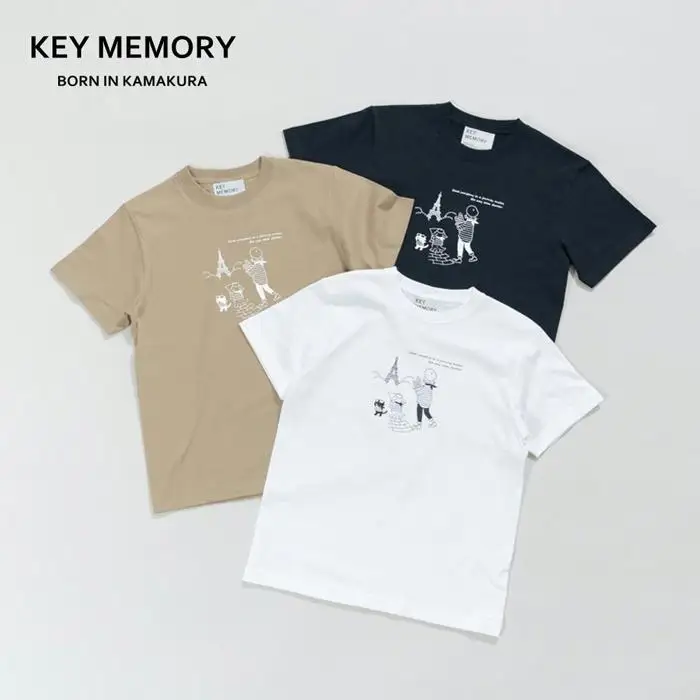 《1》【KEYMEMORY 鎌倉】トラベルイラストTシャツ WHTIE