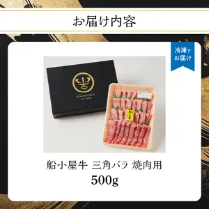 【牛肉】 船小屋牛 三角バラ 焼肉 【500g】《筑後》【冷凍】焼肉用牛肉 焼肉牛肉 バラ牛肉 国産牛肉 筑後牛肉 ジューシーな牛肉 176-001