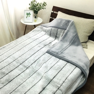 ボリューム マイヤー2枚合わせ毛布 シングル グレー JY-2401GY [4789]