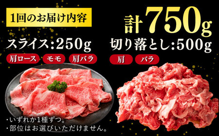 【全6回定期便】【訳あり】博多和牛 しゃぶしゃぶ すき焼き 750gセット 桂川町/株式会社 MEAT PLUS [ADAQ049] 国産 牛肉 和牛 しゃぶしゃぶ すき焼き ロース もも うで セット 定期便 
