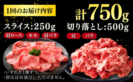 【全12回定期便】【訳あり】博多和牛 しゃぶしゃぶ すき焼き 750gセット 桂川町/株式会社 MEAT PLUS [ADAQ050] 国産 牛肉 和牛 しゃぶしゃぶ すき焼き ロース もも うで セット 定期便
