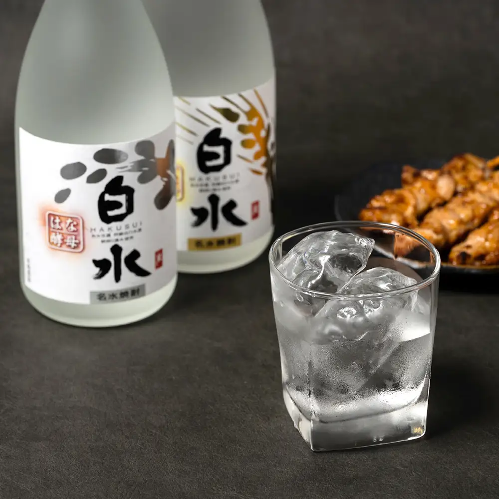 八代不知火蔵 白水 華酵母 蔵酵母 焼酎 飲み比べ 720ml 各1本 (計2本) 瓶 むぎ焼酎 米焼酎 はくすい 酒 本格焼酎 乙類 25度 蒸留酒 独自の酵母