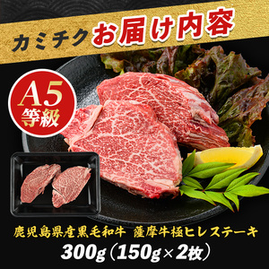 【2025年12月14日までのご入金で年内発送】薩摩牛 極 ヒレステーキ 300g 2枚入 カミチク IB112-018 A5 牛肉 牛肉 