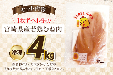 宮崎県産若鶏むね肉4kg [エム・ティ・シー 宮崎県 日向市 452061359]