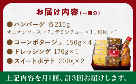 【定期便】 ハンバーグ ぎゅう丸フルコースセット NCQ116 ハンバーグ 全3回