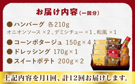 【定期便】 ハンバーグ ぎゅう丸フルコースセット NCQ118 ハンバーグ 全12回