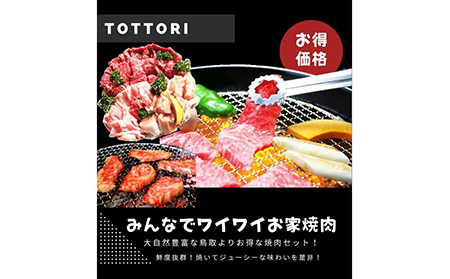 鳥取県産　焼肉セット ２kg(６?８人前) 牛肉 豚肉 鶏肉 焼き肉 バーベキュー BBQ ファミリーセット_T2600252