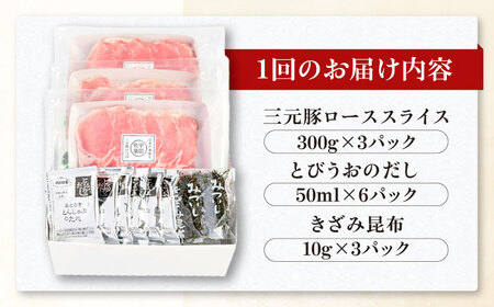 【全2回定期便】平田牧場 しゃぶしゃぶ セット 900g ロース ※だし・昆布付 豚肉 しゃぶしゃぶ 鍋 冷凍配送 [AJAP018]