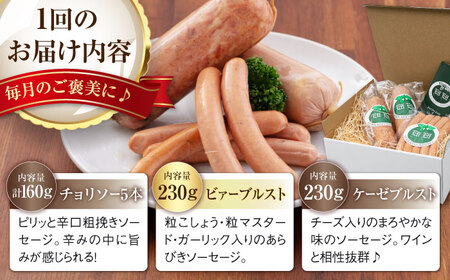 【全2回定期便】ソーセージ 3種セット ウインナー フランクフルト ハム ブロック 手作り 食べ比べ 詰め合わせ 冷蔵配送 北海道 [AJAI031]