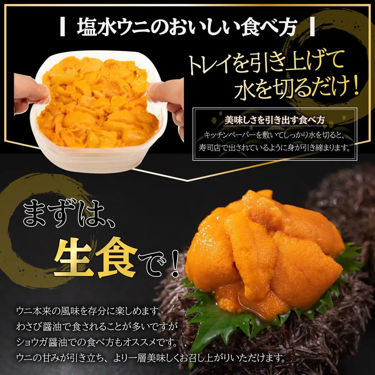 [5525-0993]【定期便3カ月】北海道 噴火湾産 塩水 バフンウニ 100g 2パック うに ウニ 雲丹 海鮮 海の幸 魚介類 ウニ丼 お寿司 濃厚 無添加 産地直送 産直 お取り寄せ 山村水産 送料無料