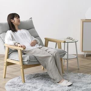 ハイバックソファ １人掛け ワイド  アイリスオーヤマ  LHB-1W グレー 【6段階調節 木目調】｜ ソファ 新生活 ひとり暮らし