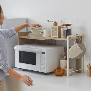 伸縮レンジ上ラック　RRS-733　ライトナチュラル/ホワイト