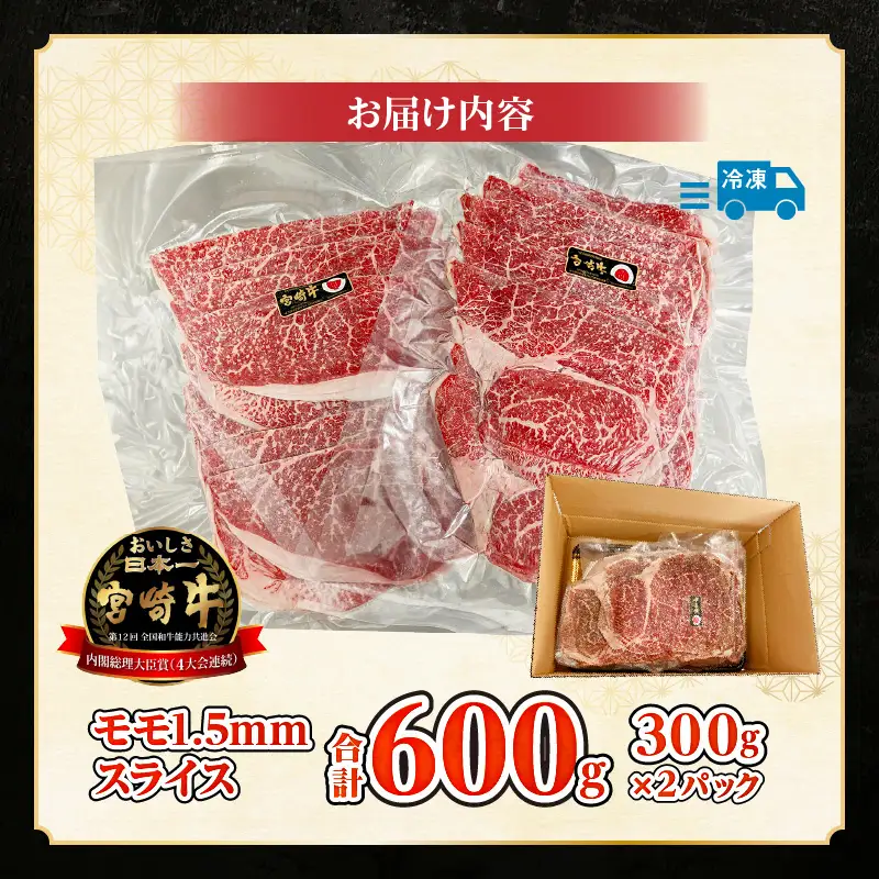 牛肉 スライス 牛肉[宮崎牛 モモ すき焼き 600g]