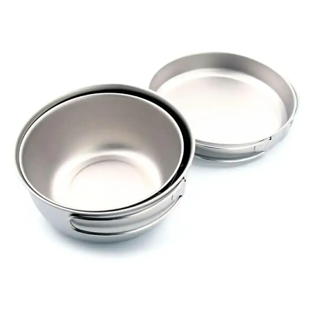 チタンクッカー3点セット 収納袋付 クッカー チタン製 アウトドア用品 キャンプ用品 [村の鍛冶屋] 【022S077】