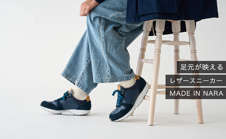 MIDFOOT ( ミッドフッド ) 紳士靴 レザースニーカー MF001JM ( ネイビー ) 4E　【 ファッション 靴 シューズ スニーカー メンズ 】 【 お洒落 レザーシューズ エコレザー 快適 履き心地 】  BN003 24.5cm