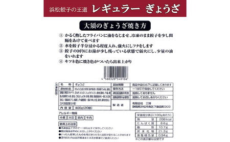 【定期便12回】浜松餃子 大須のぎょうざ『王道 浜松ぎょうざ（レギュラー味 ）』×4袋（1袋20個入、合計80個） 