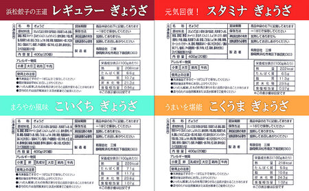 【定期便6回】浜松餃子 大須のぎょうざ［ 浜松ぎょうざ 贅沢バラエティーセット 4味 ＜ レギュラー、こいくち、スタミナ、こくうま ＞］× 5袋（1袋20個入、合計100個） 