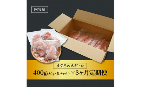 まぐろのネギトロ 400g（80g×5パック）×3ヶ月定期便 ≪カネアリ水産≫ 