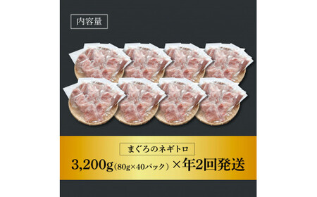 まぐろのネギトロ 3,200g（80g×40パック）×年2回配送  ≪カネアリ水産≫