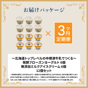 北海道 プレミアムミルクアイスクリーム×6個とフローズンヨーグルト×6個セット計12個　３ｶ月定期便【1115101】