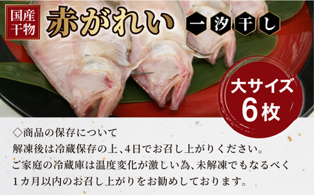 [007-a007]干物 赤がれい 一汐干し 大サイズ 6枚セット 