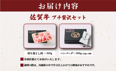 佐賀牛ハンバーグ150g×6個・切り落とし500g