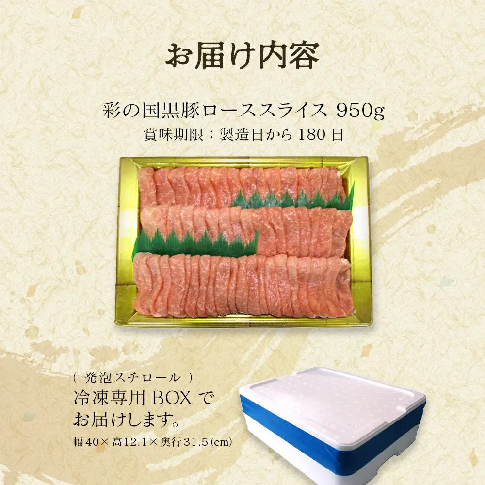 彩の国黒豚ロース スライス たっぷり950g【11218-0790】